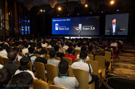 삼성전자는 지난 17일과 18일 이틀에 걸쳐 중국 IT 산업의 메카로 꼽히는 선전(심천) 쉐라톤 푸티엔 호텔에서 1천여명의 개발자와 업계관계자들이 참석한 가운데 타이젠 개발자 컨퍼런스(TDC·Tizen Developer Conference) 2015를 열었다. (사진=삼성투모로우)