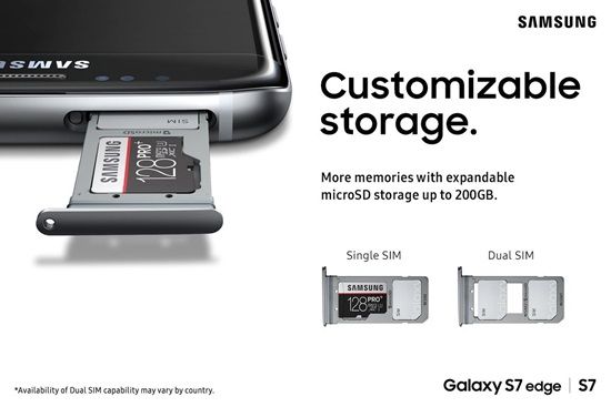 마이크로 SD카드 슬롯이 적용된 삼성 갤럭시 S7 (사진=삼성전자)
