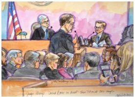 구글과 오라클 간의 소송은 기술시대 재판의 한계를 잘 보여주는 사례로 꼽힌다. 사진은 2012년 열린 1심재판 스케치. (사진=씨넷)
