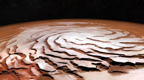 ESA, 소용돌이 치는 화성 북극 모습 공개