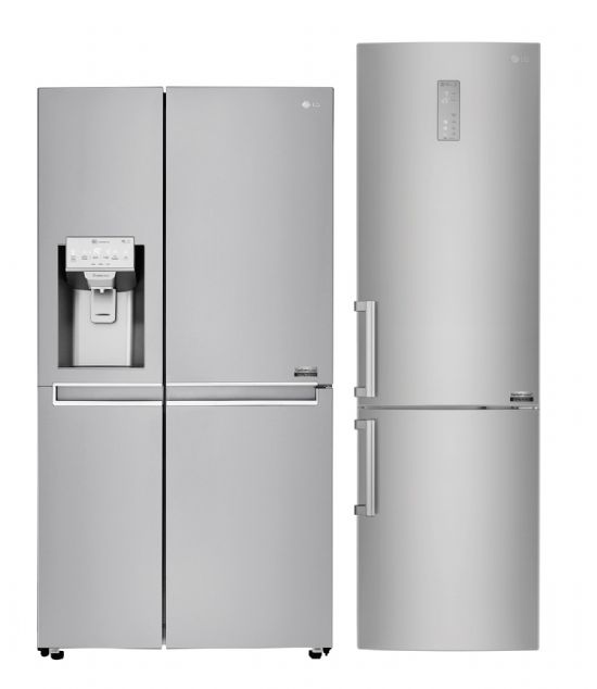 LG전자 냉장고가 이탈리아 소비자들을 대상으로 한 신뢰도 평가에서 1위를 차지했다. '센텀 시스템’을 적용해 에너지 효율을 높이면서 소음은 낮춘 양문형 냉장고(좌), 상냉장?하냉동 타입 냉장고(우). (사진=LG전자)