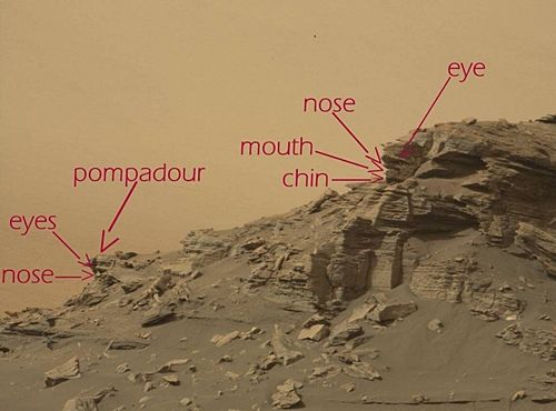 씨넷 기자가 화성 사진을 검색해 발견한 사람 얼굴을 띤 화성 바위 (사진=씨넷)