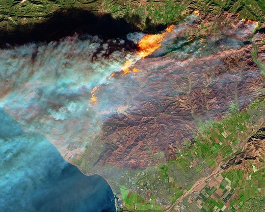 ESA 센티넬-2 위성이 촬영한 캘리포니아 산불 모습 (사진=ESA)