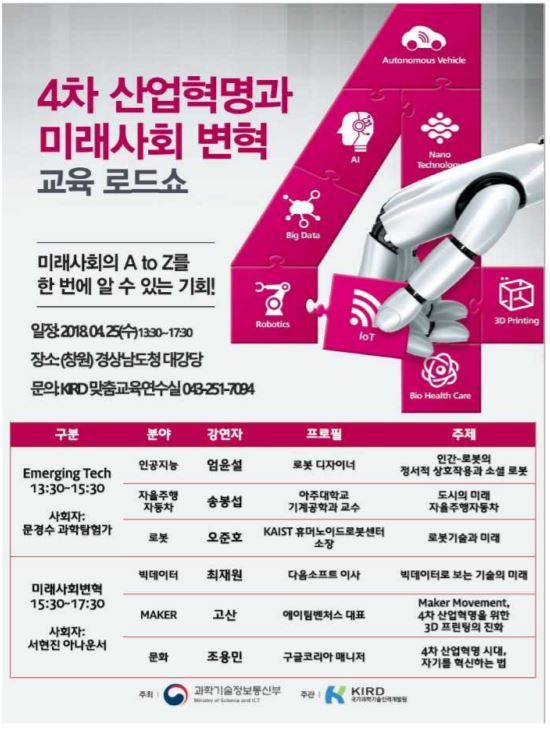 KIRD, 4차산혁명 관련 교육 로드쇼 개최
