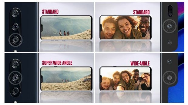 LG V40 씽큐의 후면 트리플 카메라 촬영 이미지(왼쪽)와 전면 듀얼 카메라 촬영 이미지(오른쪽).