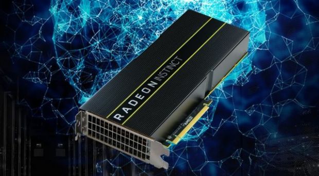 세계 최초로 7나노 공정을 적용한 AMD의 데이터센터용 GPU '라데온 인스팅트(Radeon Instinct) MI60'. (사진=ZDNet)