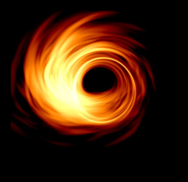 블랙홀 주변 가스와 먼지에서 나오는 소용돌이의 모습 (사진=ETH)