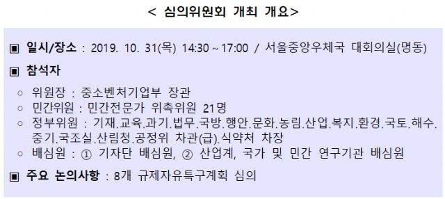 2차 규제자유특구 11월 12일 지정...중기부, 심의위원회 개최