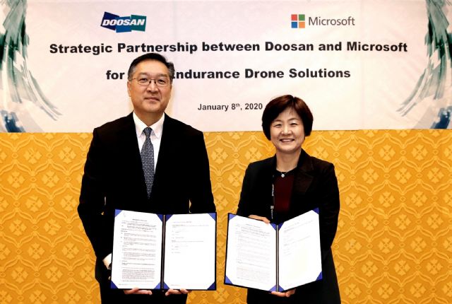 한국MS-두산모빌리티이노베이션, 수소연료전지 드론 개발 파트너십 체결