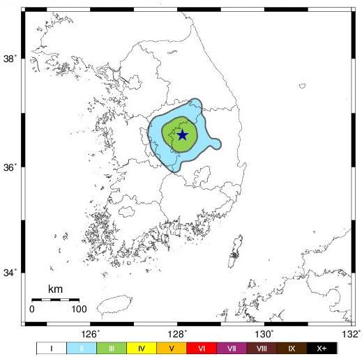 경북 상주서 규모 3.2 지진…원전 영향 없어