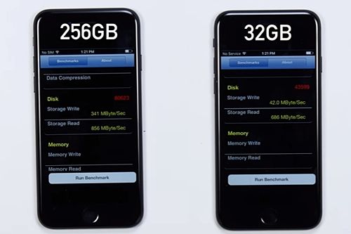 유튜브 IT채널 언박스테라피가 아이폰7 모델별 성능 테스트를 진행했다. (사진=유튜브 캡쳐)