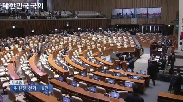 국회, 6개 상임위원장 우선 선출...민주당 단독 표결
