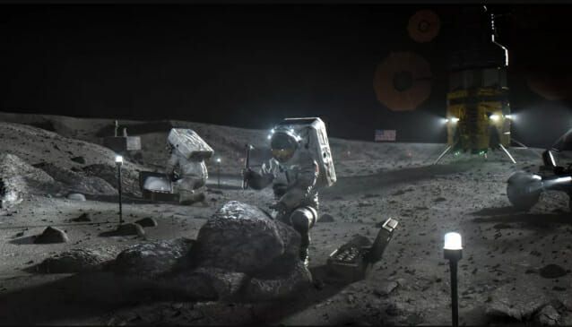 NASA 아르테미스 미션을 통해 달 위를 걷는 우주 비행사의 모습을 상상한 사진 (사진=NASA)