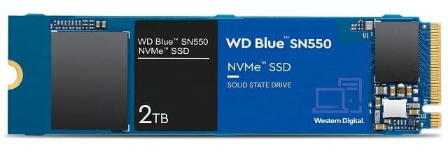 WD 블루 SN550 NVMe SSD 2TB 제품. (사진=웨스턴디지털)