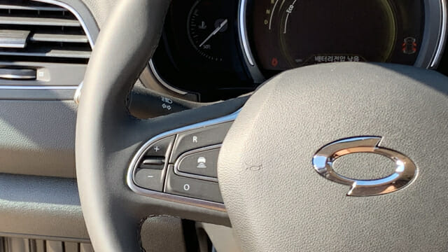 르노삼성차 뉴 QM6의 어댑티브 크루즈 컨트롤 버튼. 이 버튼은 가솔린 사양에만 추가할 수 있다.