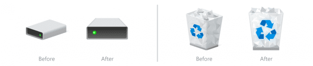 플루언트 디자인이 적용된 윈도10 폴더 아이콘(이미지=마이크로소프트)