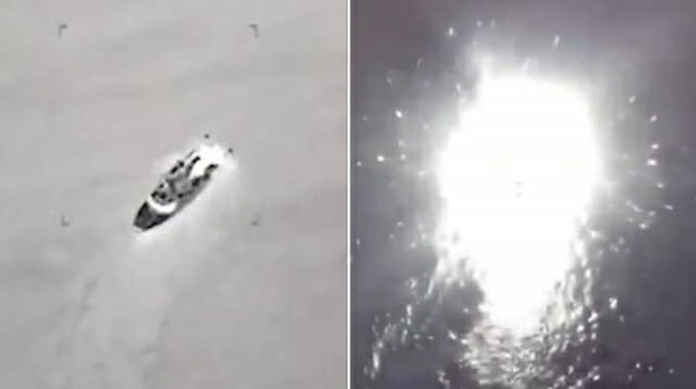 탱크 박살내던 드론…이번엔 러시아 경비함 격침 [영상]