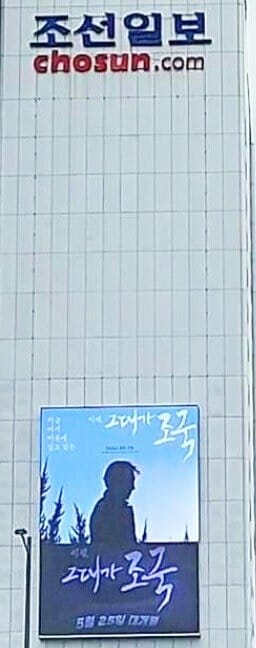 조국도 신기해 한 '조선일보' 건물에 걸린 '조국 광고'