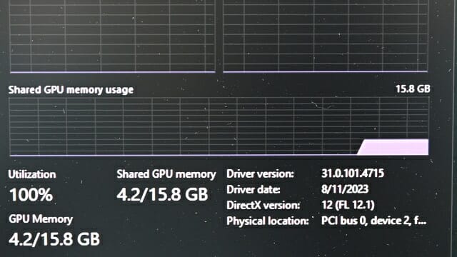 8월 인텔 테크투어 당시 노출된 메테오레이크 GPU 드라이버 버전은 31.0.101.4715로 추가 업데이트가 필요하다. (사진=지디넷코리아)