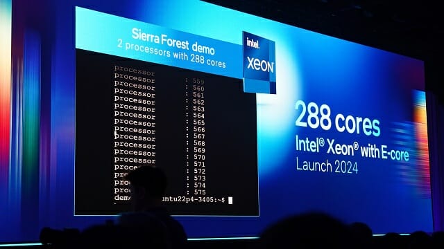 인텔 3 공정을 활용한 E코어 제온 프로세서 '시에라 포레스트'가 내년 상반기 출시된다. (사진=지디넷코리아)