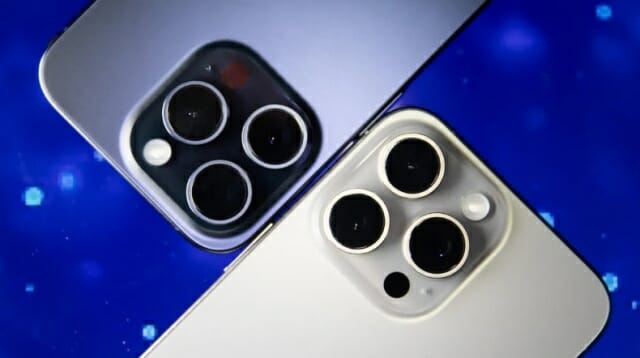 아이폰15프로(왼쪽)와 아이폰15프로 맥스의 카메라 (사진=씨넷)
