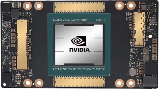 엔비디아가 중국 수출용으로 설계한 A800 GPU. 최대 대역폭을 일부 제한했다. (사진=엔비디아)