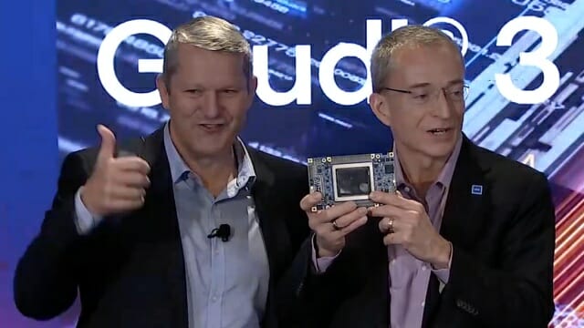 인텔 팻 겔싱어 CEO, AI 가속기 '가우디3' 시제품 공개