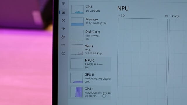 크리에이터 존은 가장 짧은 시간 안에 이미지 생성을 처리할 수 있는 외장 GPU를 우선 활용한다. (사진=지디넷코리아)