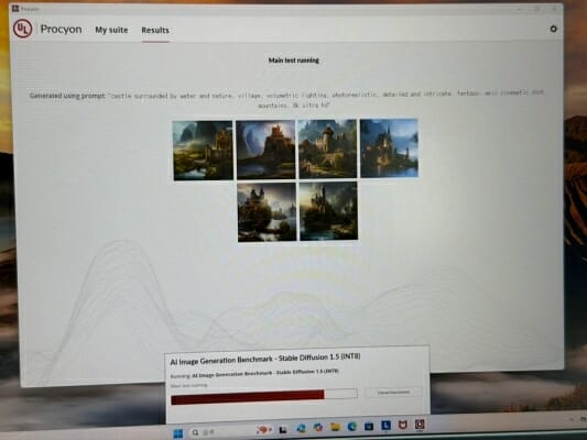 UL 프로시온 내장 AI 이미지 생성 벤치마크 테스트. (사진=지디넷코리아)