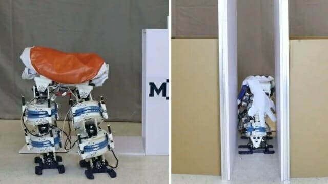 로봇은 소형 패키지(0.4 × 0.3 × 0.6m)에서 완전한 크기로 펼쳐진다. (사진=중국 남방과학기술대학)