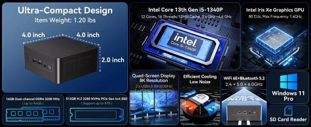 인텔 13세대 코어 프로세서 기반 NUC 13 프로 개요도. (사진=에이수스)