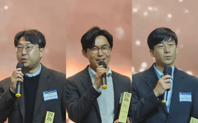 안사진 왼쪽부터 공보현 에코프로비엠 개발담당, 곽민한 LG화학 상무, 안종식 티더블유 전무 (사진=지디넷코리아)