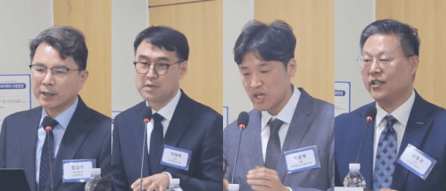 사진 왼쪽부터 장길수 고려대 공과대학학장, 이재혁 한국환경연구원 실장, 백종복 한국에너지기술연구원 실장, 신동규 두산에너빌리티 상무 (사진=지디넷코리아)