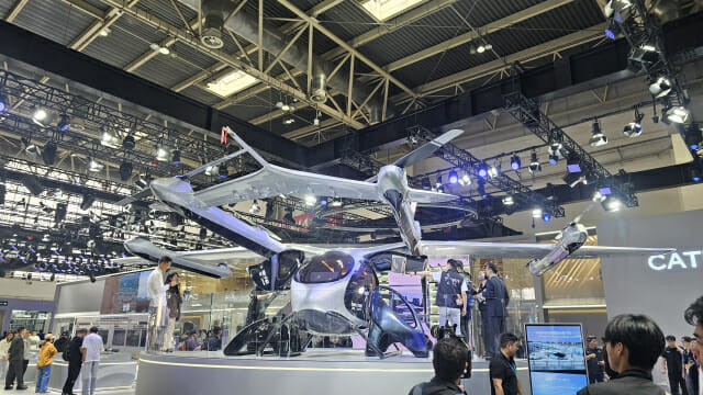 CATK 부스에 전시된 오토플라이트의 전기 수직이착륙기 (사진=지디넷코리아)