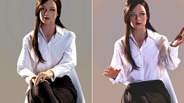 사람 꼭 닮은 휴머노이드 로봇, 방문객 맞는다