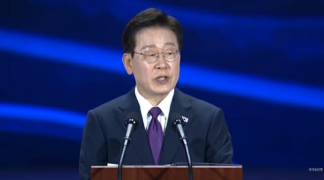 이재명 대통령은 제48차 유네스코 세계유산위원회 개회식에 참석해 축사를 했다. 사전=국가유산청