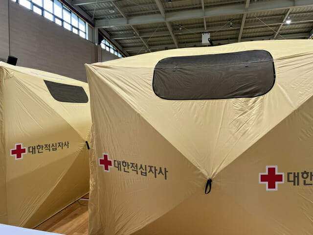 인천 신현북초등학교 체육관 2층에 마련된 임시대피소 (사진=지디넷코리아)